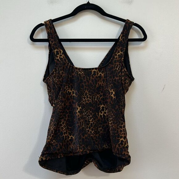 Miraclesuit Leopard Animal Print‎ Women's Swim Top Tankini Size 12 Shaping - Picture 2 of 4